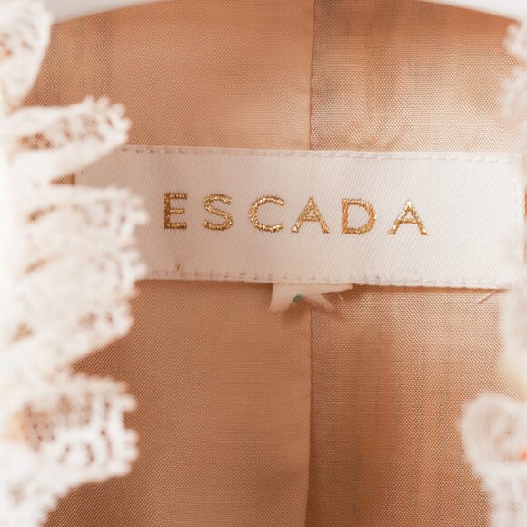 Escada Yellow & Pink Tweed Embellished Lace-Trim Jacket - Picture 9 of 10